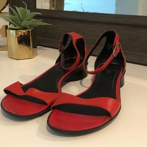 Red Laura Scott block heel sandal